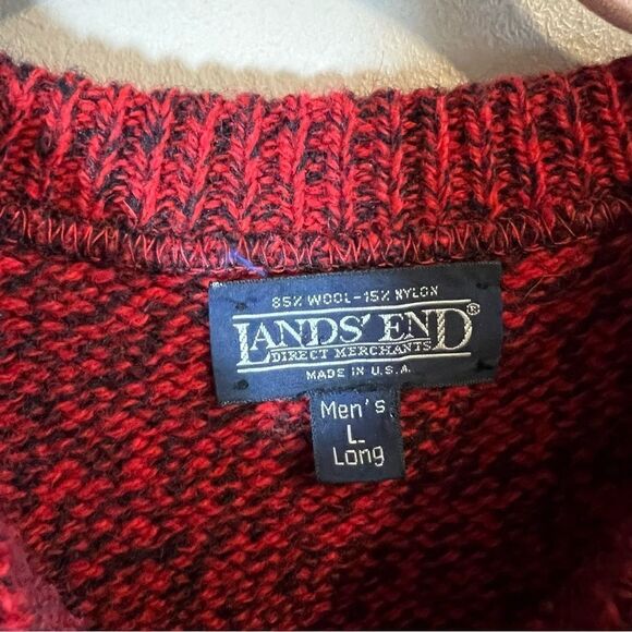 Land’s End Red Wool Blend Crewneck Sweater Men’s Large Long - Picture 5 of 11